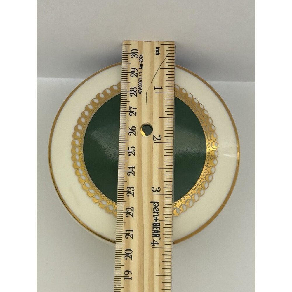 Papel 1996 Lady Golfer Small Trinket Box Round Green & White w/ Gold Accents - Picture 5 of 6